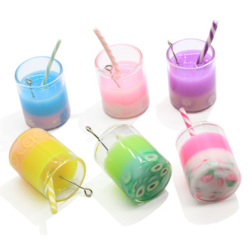 Cute Colorful Pearl Milk Tea Bottle Resin Charms Pendants For DIY Decoration Earrings Fashion Jewelry Accessories
