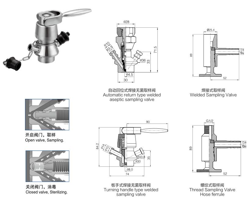 Stainless Steel Sanitary Clamp Manual Sampling Valve