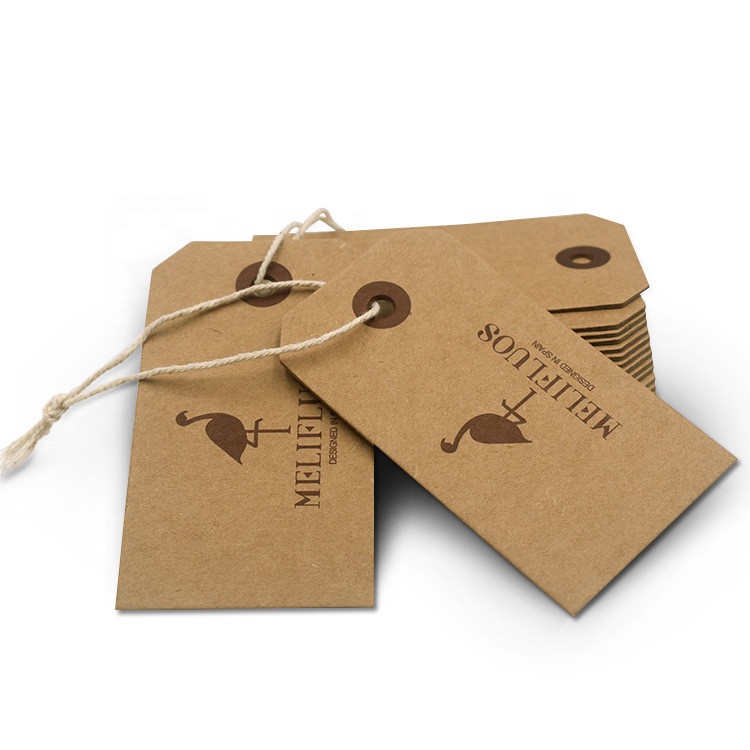 High quality personal printed logo matte finish white coated paper hair tag swing garment tags