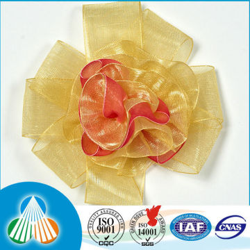 Wrapping colored organza ribbon flower