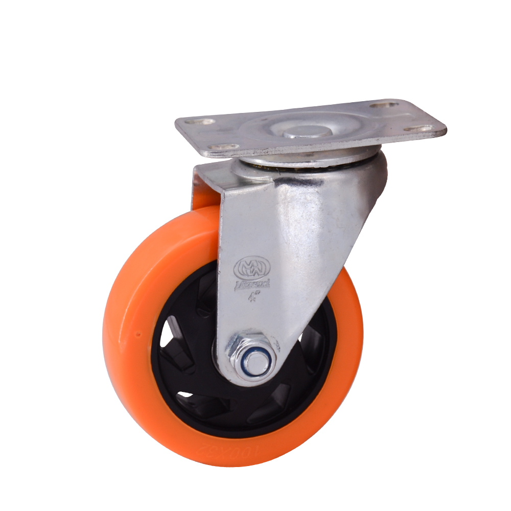 3 inch Orange Medium Duty PVC Caster Wheel