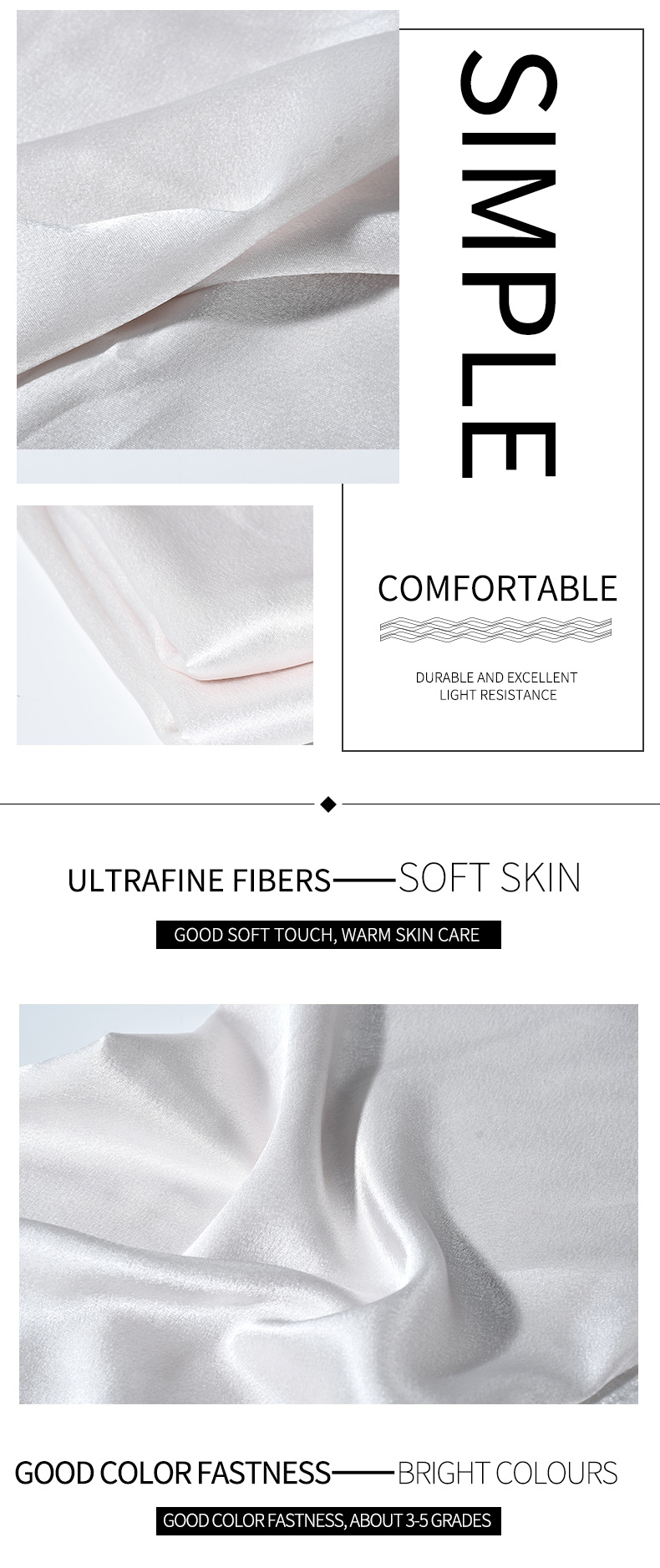 white 100% polyester Eight Satins fabric