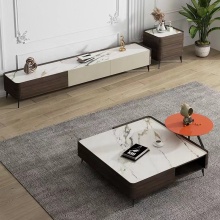 Nordic Retractable TV Cabinet Stands and Coffee Table Set