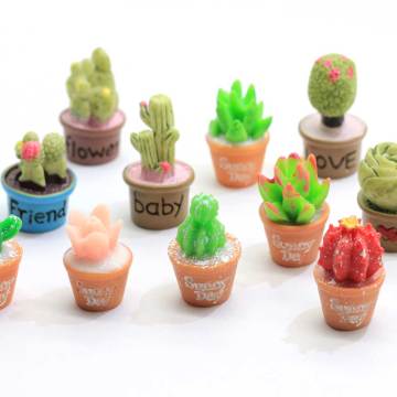 Surtido aleatorio diseño mixto Flatback resina Cactus Cabochon Kawaii Mini Cactus suculenta planta en maceta decoración de jardín de hadas