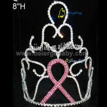 large beauty pink ribbon crown CR-12161