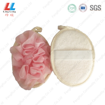 Oval mesh loofah mix sponge shower