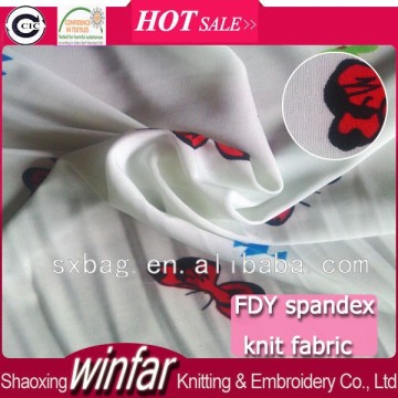 single Jersey knitting FDY spandex print fabric for lady dress garment