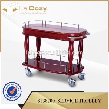 Hotel golden service trolley/ service trolley for hotel /wooden food service cart for hotel