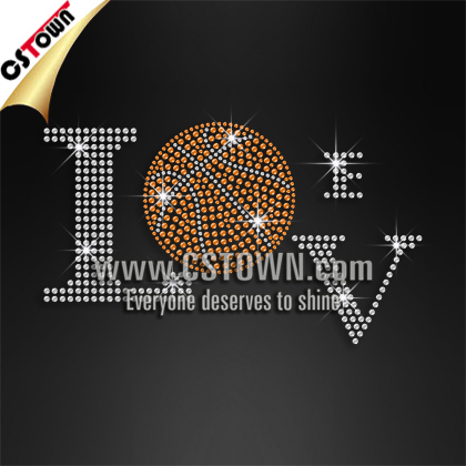 Love Basketball Hot Fix T-shirt Letter Rhinestone Transfers