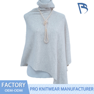 Beige Turtleneck Poncho Knitwear