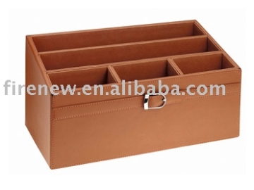 Leather office desk stationery organizer box FN1067