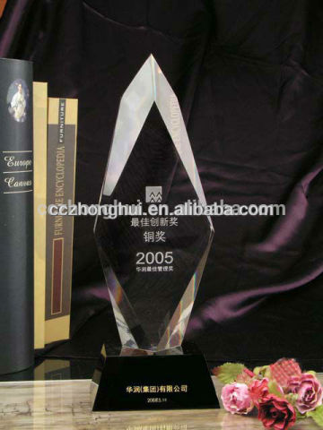 Crystal Trophy; Crystal Award; Crystal Trophy withe black base