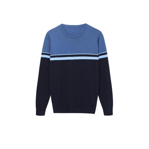 Men's Knitted Multi-Color Striped Crew-neck Pullover