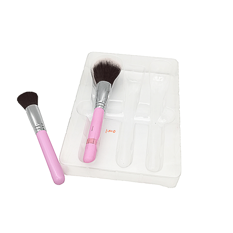 Pinceau de maquillage de plateau de boursouflure d'insertion en plastique transparent