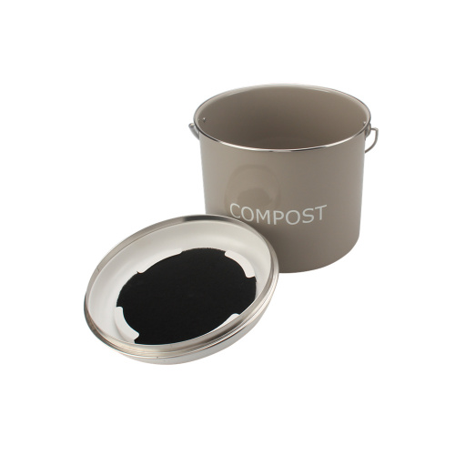 Secchio per compost da cucina vintage crema in polvere con coperchio