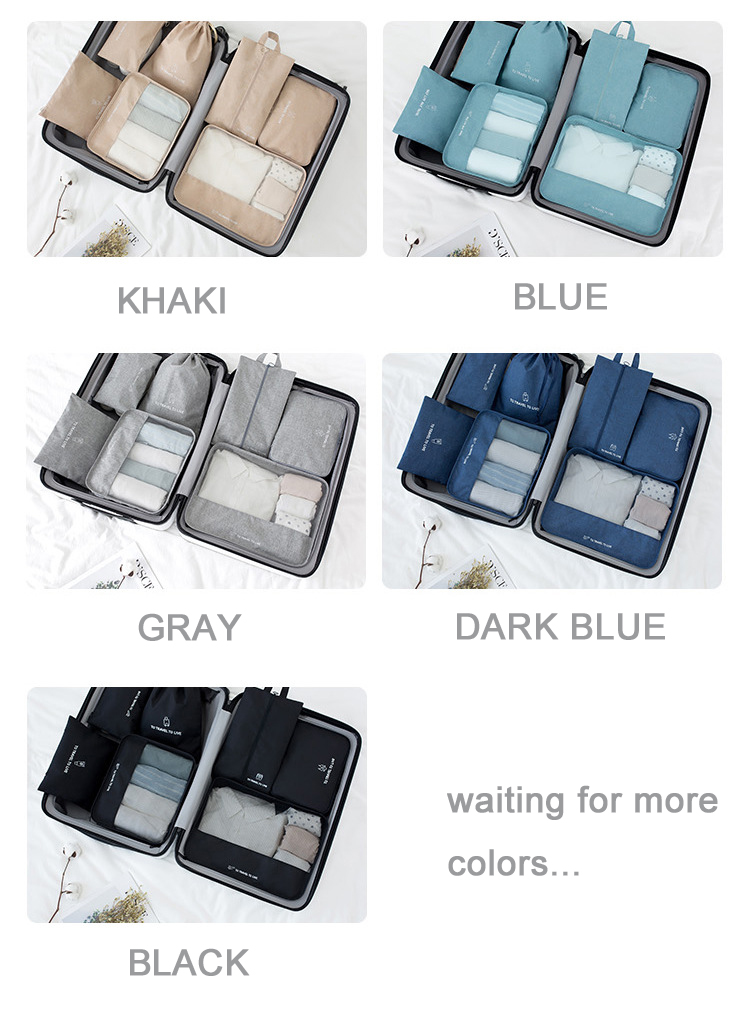 waterproof travel organizer packing cubes 7 pcs luggage storage and organization bag travel set