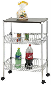2014 New Iteam 3Tiers Chrome Carbon Steel Kitchen Cart Trolley XTK-0302