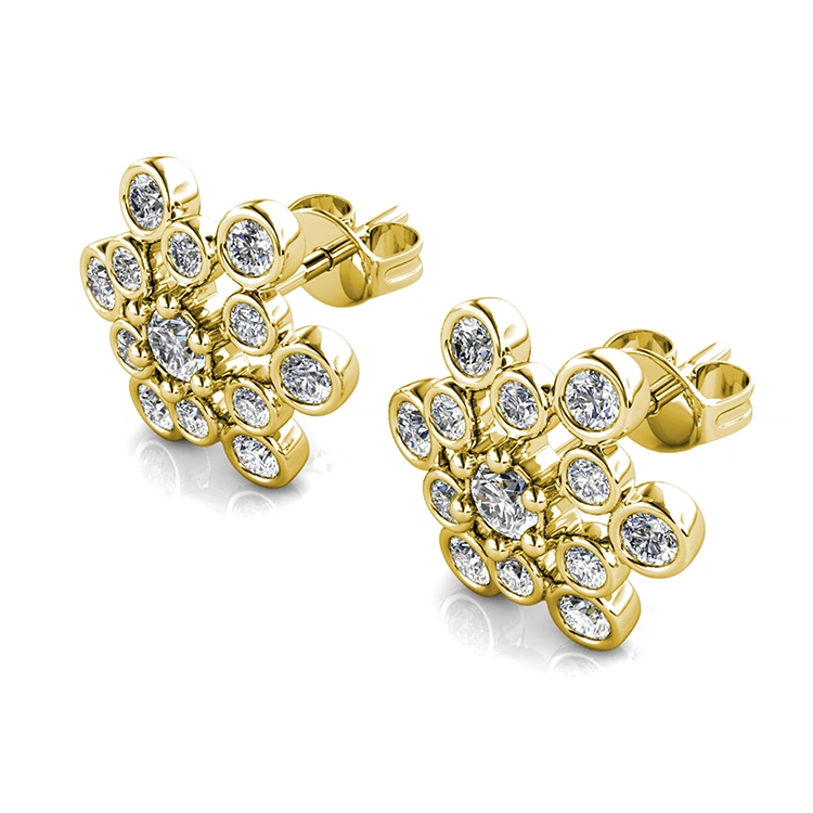 Premium Austrian Crystal Jewelry Elnora Big Star Hexagon Stud Earrings for Women