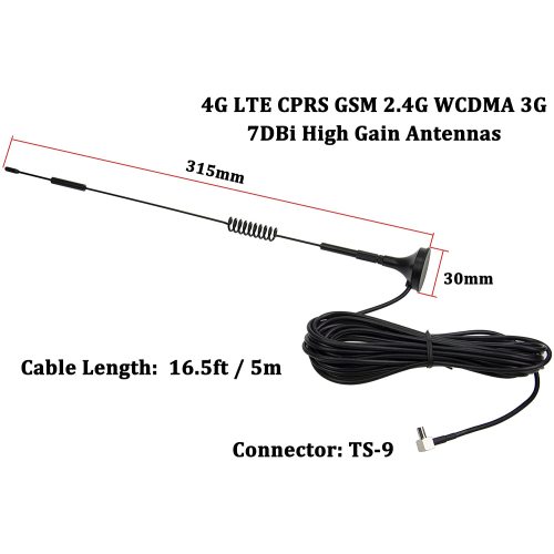 Antena Ímã 4G com conector SMA / TS9 / CRC9