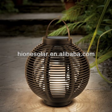 Solar Round Rattan Floor Lantern