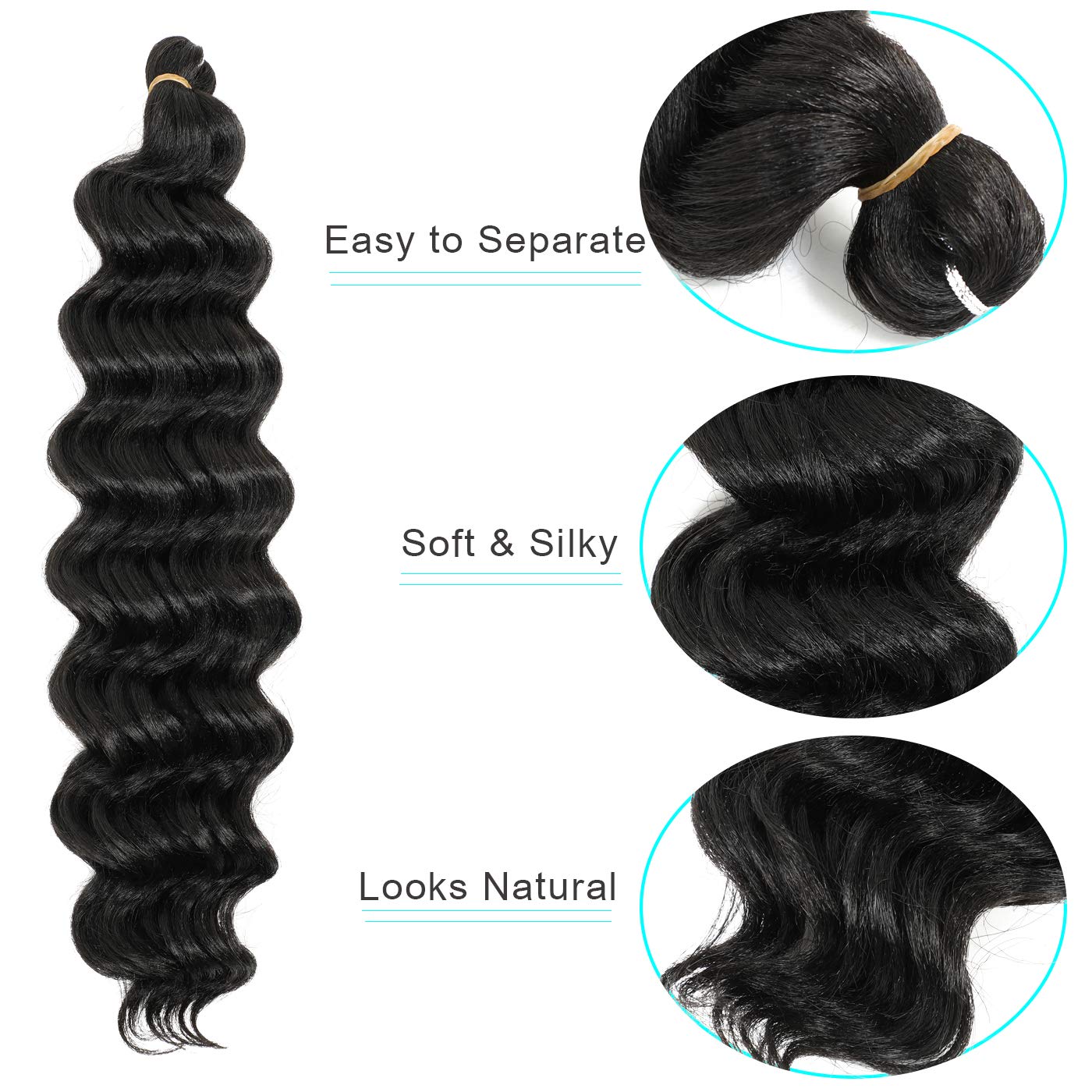 Deep Water Wave Twist Crochet Hair Deep Curly Long Twist Braiding Hair Extension 20 Inch Solid And Ombre Color Synthetic Fiber