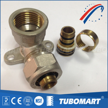 Wholesale compression wallplate female elbow brass fittings for PEX-AL-PEX Pipe