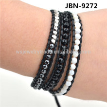 CHARM Beaded Bracelet 3 Stone Bead Bracelet Multi layer leather bracelet