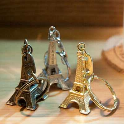 Wholesale Retro Elegant Promotional Gifts Mini Eiffel Tower Metal Keychain Souvenir