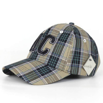 blank cotton baseball cap/plaid cotton baseball cap
