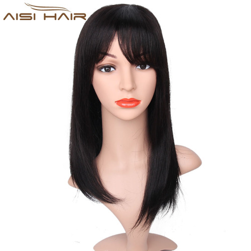 Long Straight Human Hair Wig Peruvian Human Hair For African American Women
