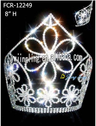 8 Inch Wholesale Rhinestone Flower Pageant Crowns