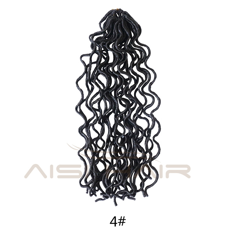 Aisi Hair Faux Locs Curly Crochet Hair Extensions 18inch Long 24 Roots Soft Crochet Braids Dreadlock Hairpieces