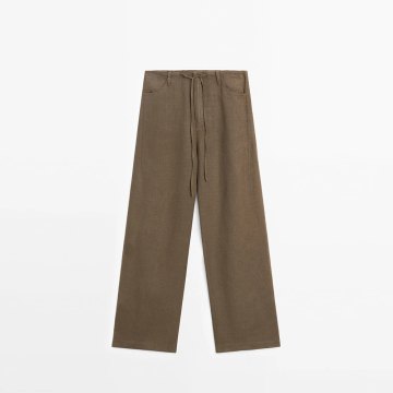 Ladies' elegant commuting style linen straight leg pants