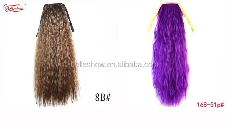 Hot sell Corn hot-sale horsetail synthetic tail strap Corn-long curly-haired ponytail bundled wig ponytail naturl ponytail