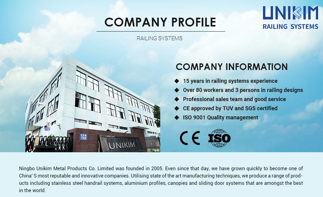 Unikim Balustrade Handrail System Glass Clamp Stainless Steel Screw Fitting and Rubber
