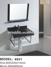 Black Mirrored Bathroom Glass Sink