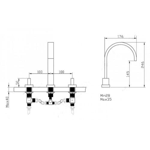 Grifo para baño Grifo para lavabo con tres orificios