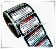 custom printed automobile parts labels in roll