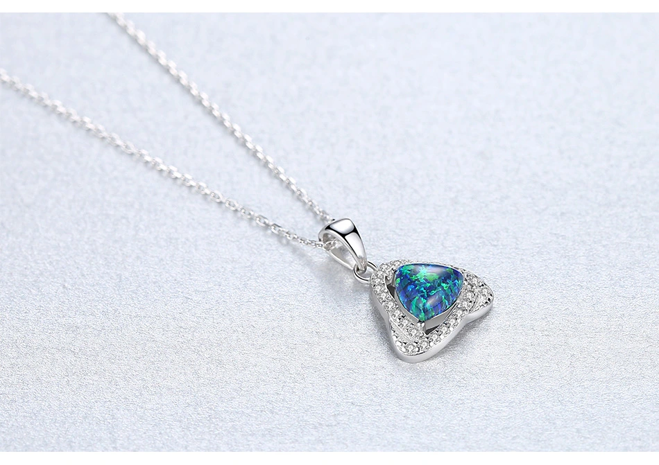 Classic Multicolor 925 Sterling Silver CZ Opal Pendant Necklace