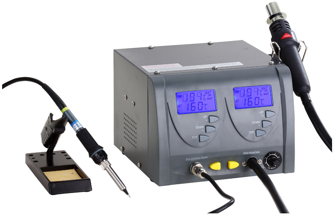 Zhongdi ZD-912 Best Selling 2 In 1 SMD Hot Air Rework Station and Soldering Iron Station Digital Temperature Correction ESD Safe