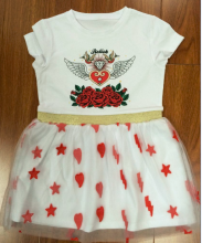 Girl's knitted fashion print net dress