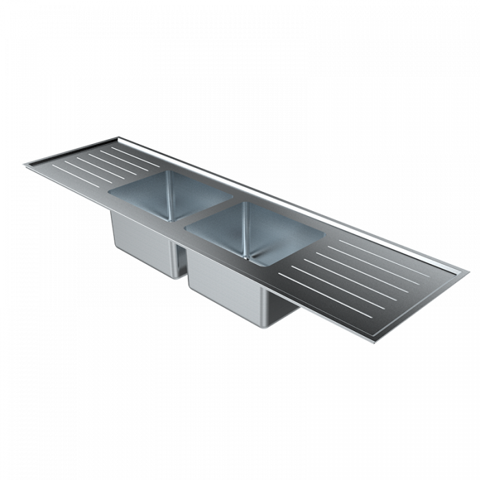 laboratory sink with twin center bowl