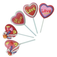 Hot selling fruity flavor heart shaped lollipops candy for whole sale