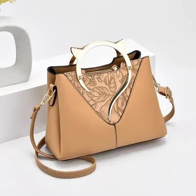 2021 New High Quality PU Leather Shoulder Bags Luxury Brands Handbags Women′ S Tote Bag with Metal Handle