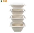 Bagasse Pulp Salad Container Square Bowl Food Container