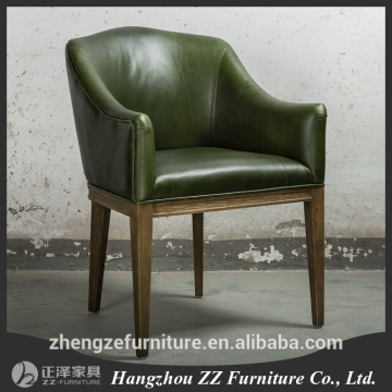Cornwall wooden design green leather dining chairs
