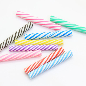 Cheap Wholesale Candy Stick Colorful Striped Polymer Clay Handmade Craft Decoration Slice Nail Arts Charms