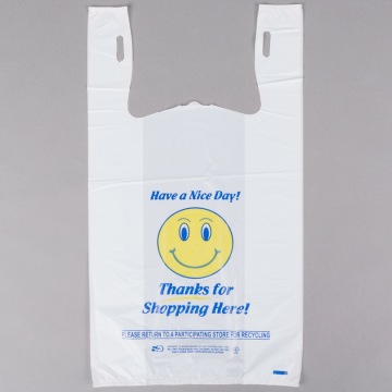 White Color Smiley T-shirt Bag with Printing