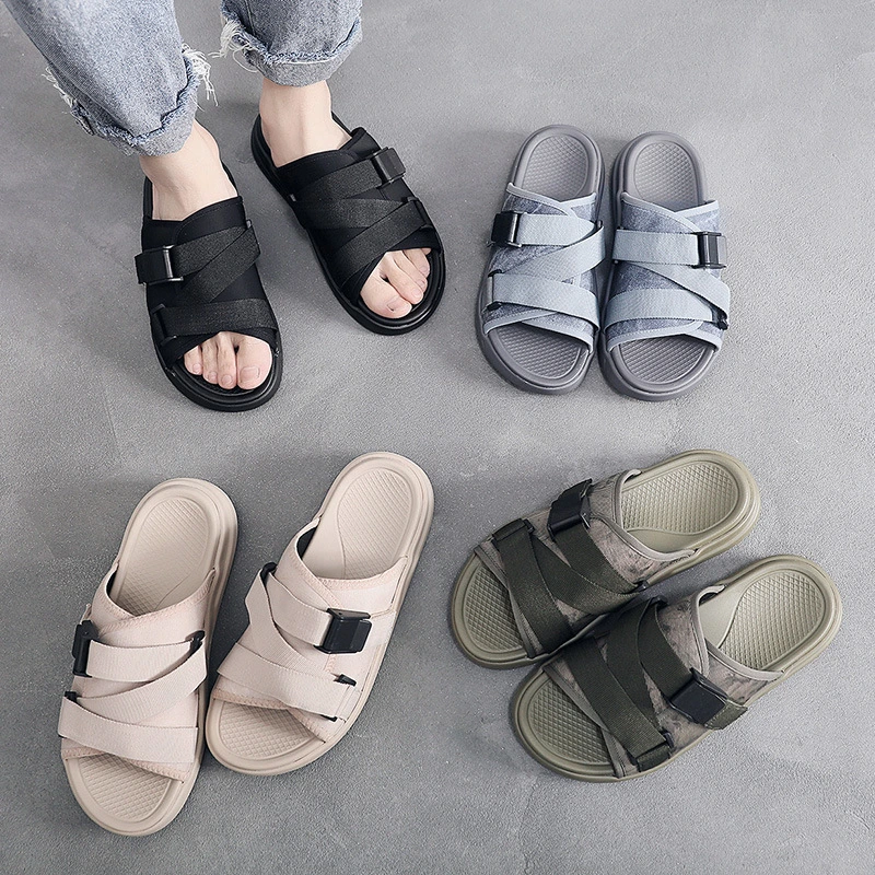 Cheap Wholesale Men Sandals Outdoor One-Line Soft Soled Slippers