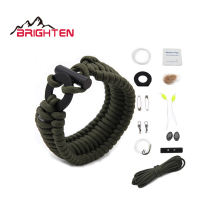 Adjustable Green Gift Paracord Bracelets with Flint Rod